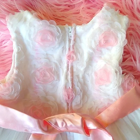 Rare Editions Dress Little Girls Sz 3T 🤍White 💕Pink Formal / Occasion - Picture 8 of 10